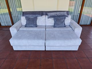Sofá eléctrico beige y gris