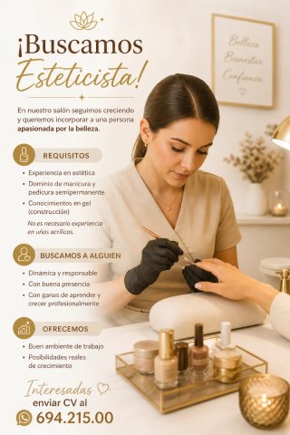 OFERTA DE EMPLEO COMO ESTETICISTA Y MANICURISTA