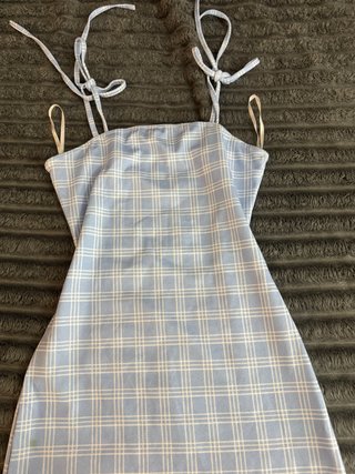 Vestido de verano a cuadros azul