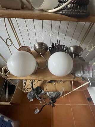 Lámparas de cristal y metal plateadas