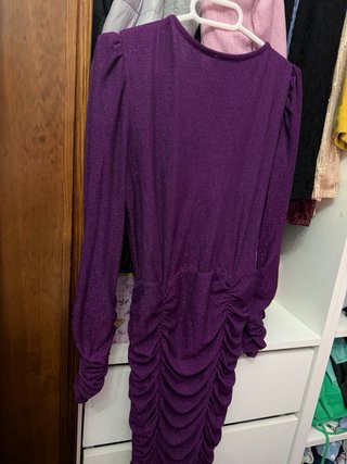 Vestido Morado Brillo Manga Larga