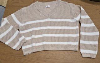Jersey Mango Rayas Beige y Blanco Talla XXS
