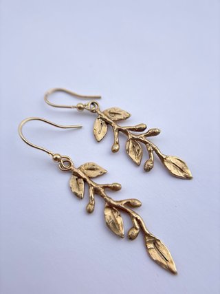 Orecchini Stile Antico Bronzo Foglie Ulivo