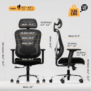 Silla de oficina ergonómica negra y plateada