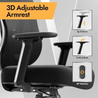Silla de oficina ergonómica negra y plateada