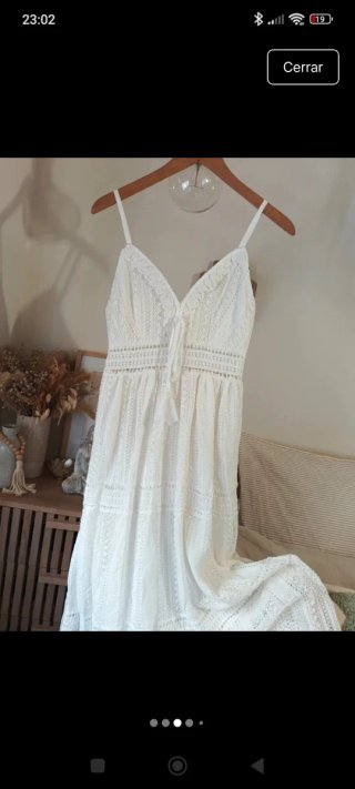 Vestido Largo Blanco Brocados y Encajes