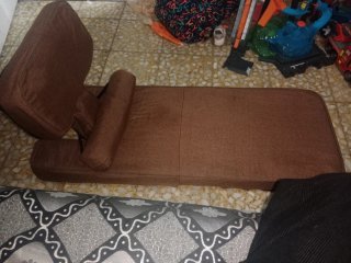Sillón cama plegable de tela marrón 2 en 1