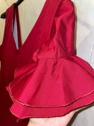 Vestido Flamenca Rojo con Volantes con magas