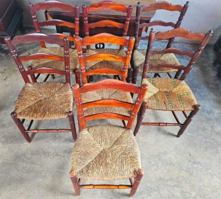 Juego de 6 Sillas Altas de Madera