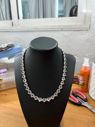 Collar Corazones Plata y Circonitas