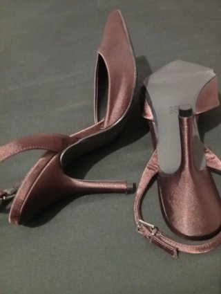 Zapatos de fiesta raso chocolate