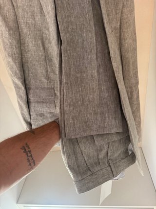 Traje de lino verde caqui 100% lino