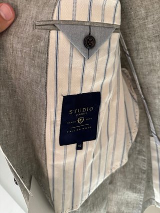 Traje de lino verde caqui 100% lino