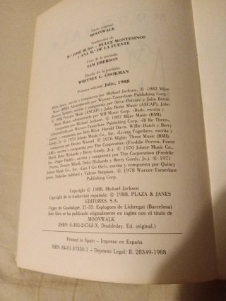Libro de coleccionista Moonwalk PRIMERA ed. 1988