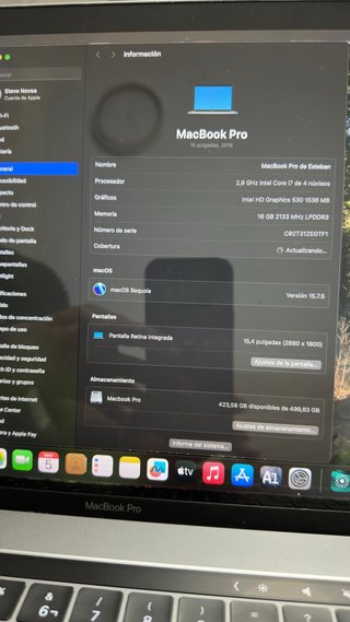 MacBook Pro 15 Apple Plata/Gris Espacial