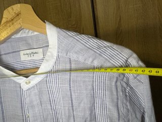 Camicia uomo collo coreano righe lino cotone