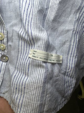 Camicia uomo collo coreano righe lino cotone