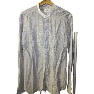 Camicia uomo collo coreano righe lino cotone
