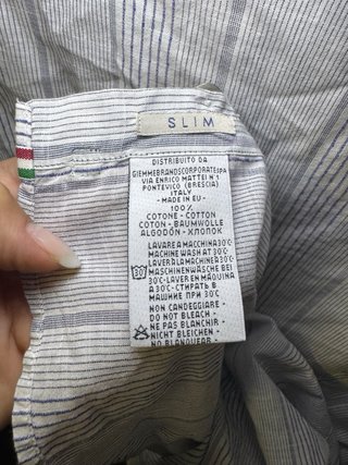 Camicia uomo collo coreano righe lino cotone