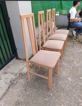 4 Sillas Comedor Madera Tapizadas Beige