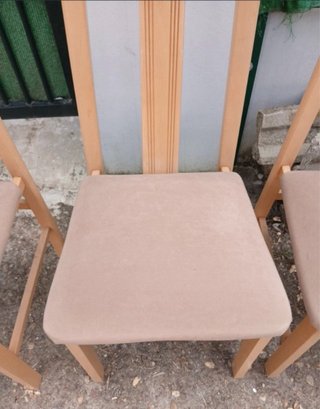 4 Sillas Comedor Madera Tapizadas Beige