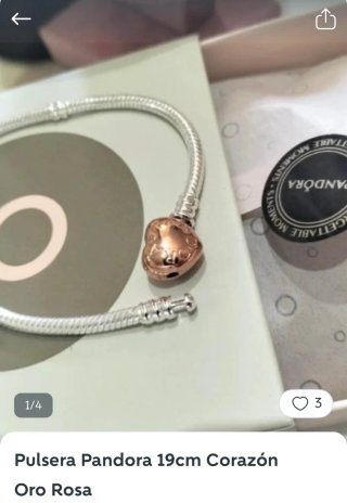 Pulsera Pandora + caja + bolsa 19cm Corazón Oro