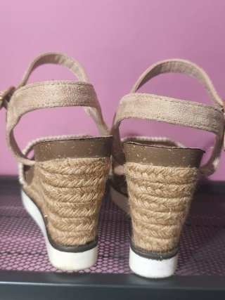 Sandalias cuña mujer T38 beige multicolor