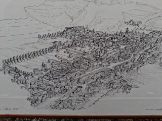 Disegno incorniciato di borgo antico TREVISO
