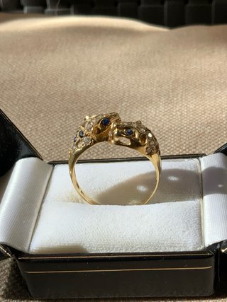 Anillo Oro 18K Doble Pantera - Diseño Vintage