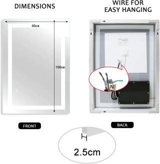 Espejo Baño Luz LED 100x60 Sunrik