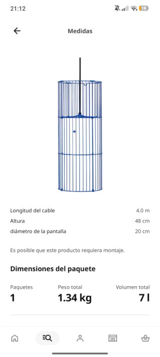 Lámpara Ikea Solvinden Azul y Blanca