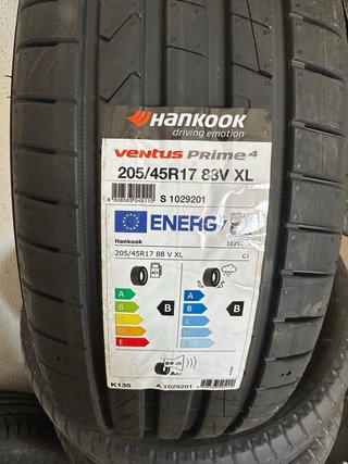 Neumático Hankook Ventus Prime 4 205/45R17 88V XL