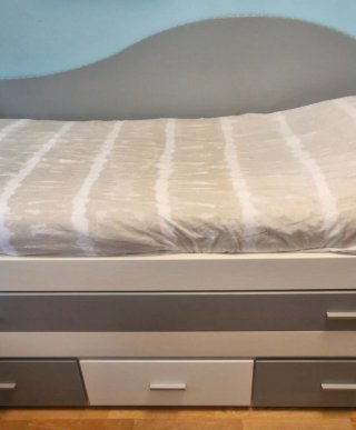 Cama nido madera gris y blanca 90×200
