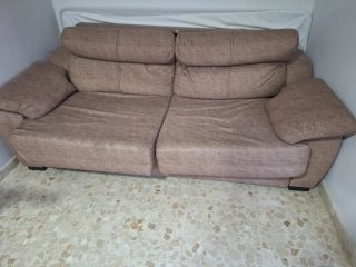 Sofá Cama Tela Beige/Marrón