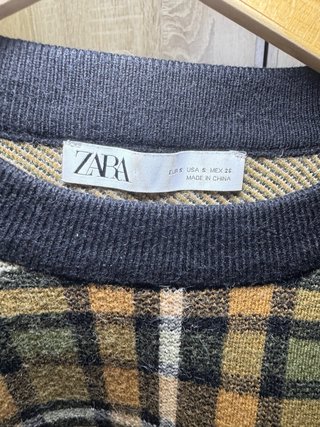 Maglioncino Zara a quadri beige verde nero
