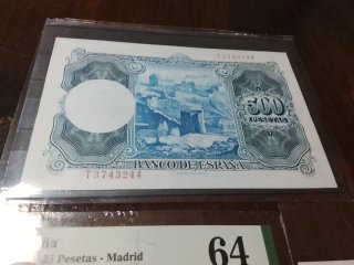 3 Billetes España 25, 10.000 y 500 pts sn circular