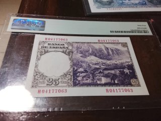 3 Billetes España 25, 10.000 y 500 pts sn circular