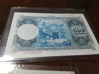 3 Billetes España 25, 10.000 y 500 pts sn circular