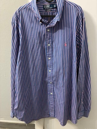 Camisa Polo Ralph Lauren Rayas Azul Rosa