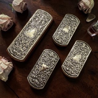 Set 4 spazzole vintage placcate argento da viaggio