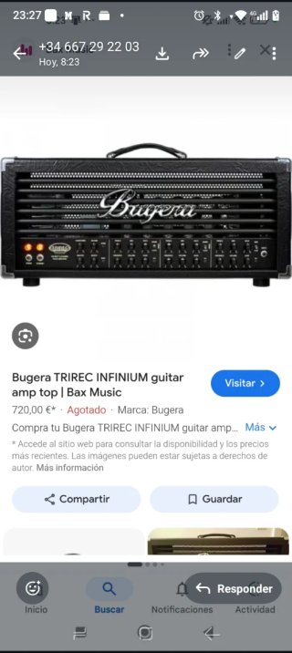 Cabezal amplificador válvulas guitarra Bugera