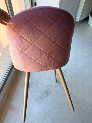 Conjunto 4 sillas terciopelo rosa