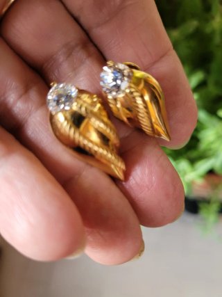 Pendientes Baño Oro Cierre Omega Vintage