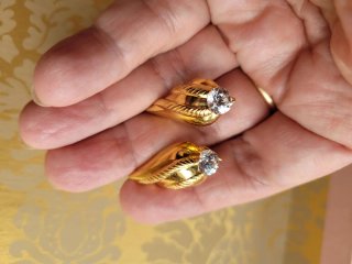 Pendientes Baño Oro Cierre Omega Vintage