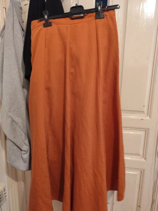Falda larga Zara naranja teja