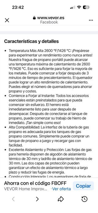 VEVOR Forja de Gas Propano