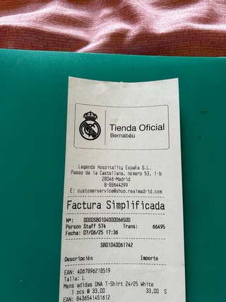 Camiseta Real Madrid Adidas Talla L