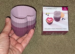 12 moldes silicona corazón para magdalenas