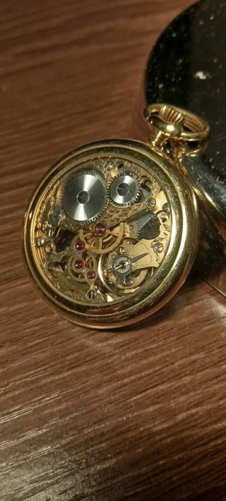 Reloj de Bolsillo Delma skeleto Dorado.
