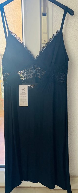 Camisón lencero negro encaje sin estrenar